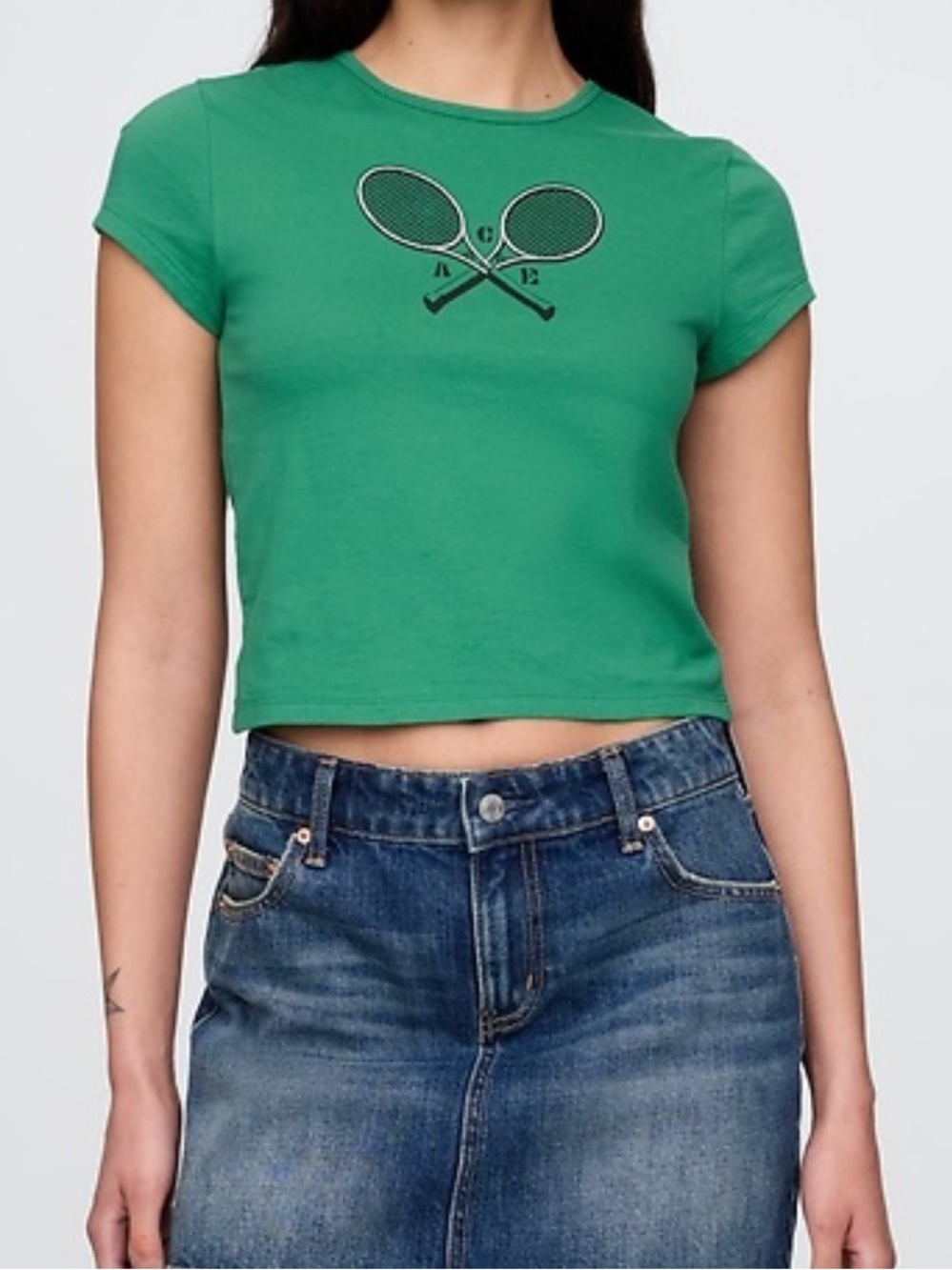 GAP Cropped Tee with Tennis Graphic